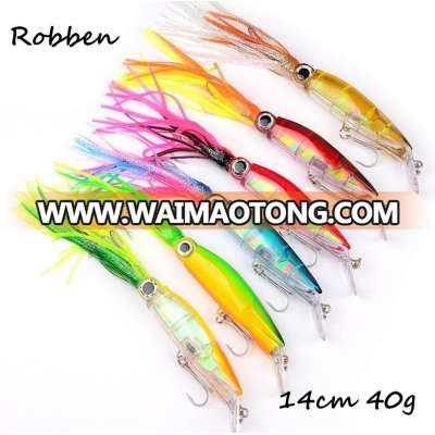 14cm 40g Floating Minnow Fishing Lure Laser Hard Artificial Bait 3D Eyes Fishing Wobblers Squid Skirts Hard Lure