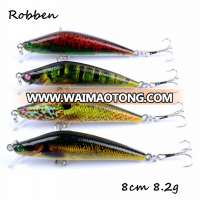 8cm 8.2g Wholesale ABS Plastic Fishing Lure Colorful Paint Minnow Fish Bait